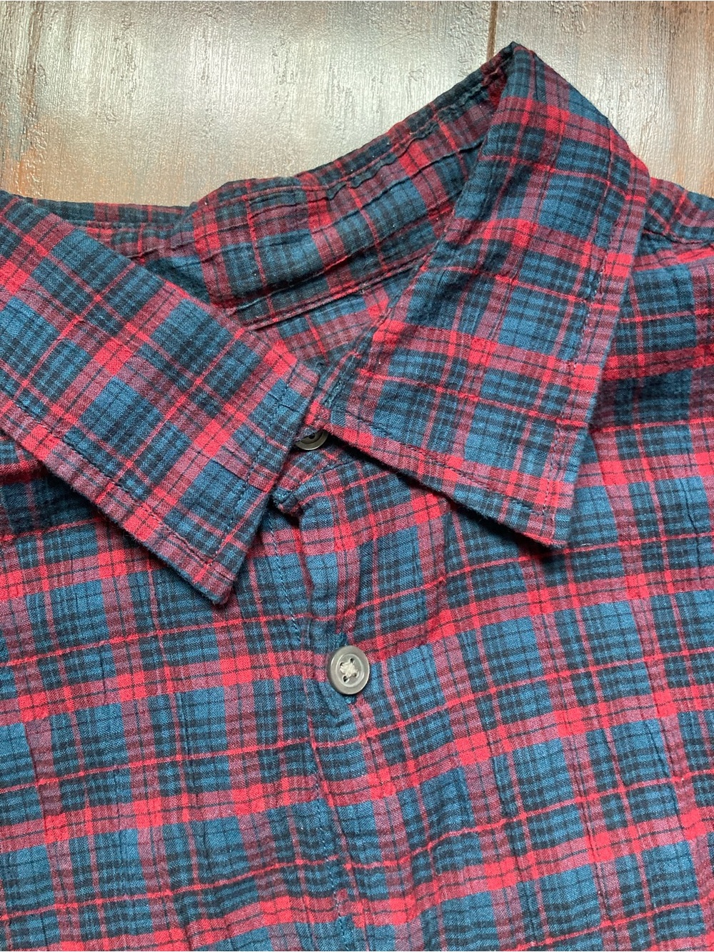 John Varvatos Red & Blue Plaid Casual Button-Down Shirt